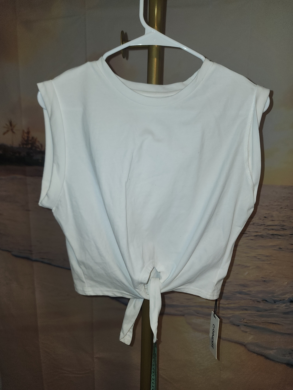Commense White Tie-Front Sleeveless Tank